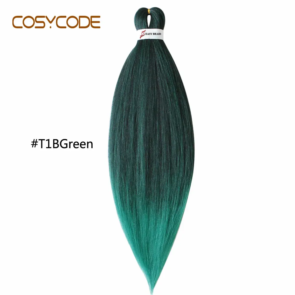 COSYCODE Jumbo вязание крючком плетение волос для наращивания 26 дюймов 66 см Длинные Синтетические косички чистый 2 тона - Цвет: T1B-Green