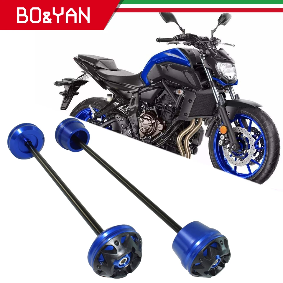 Protecteur de Crash de la roue avant et arrière de moto pour Yamaha MT 07, MT07, FZ07, essieu de fourche MT-07, FZ-07, 2017, 2018 et 2019