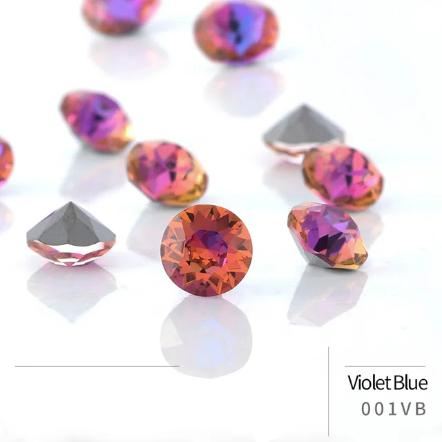 50pcs Crystal Stones Round Shape DIY Accessories Pointback Glass Strass 4mm Small Size Glue On Nails Rhinestones Crystal Rivoli Viloet Blue