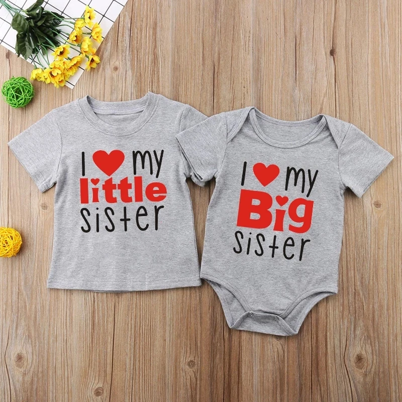 Matching Shirts Sibling Sisters Shirts I Love My Big Sister Little Sister Matching Family Shirts Kids Girl Shirts Baby Bodysuits 3