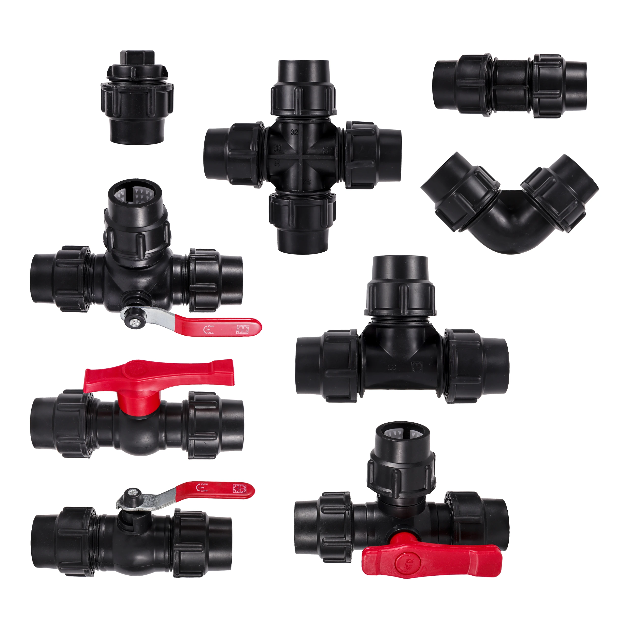40mm PE Pipe Locked Connector Valve Plastic Quick Joiner PVC PE Tube Compression Fittings Garden