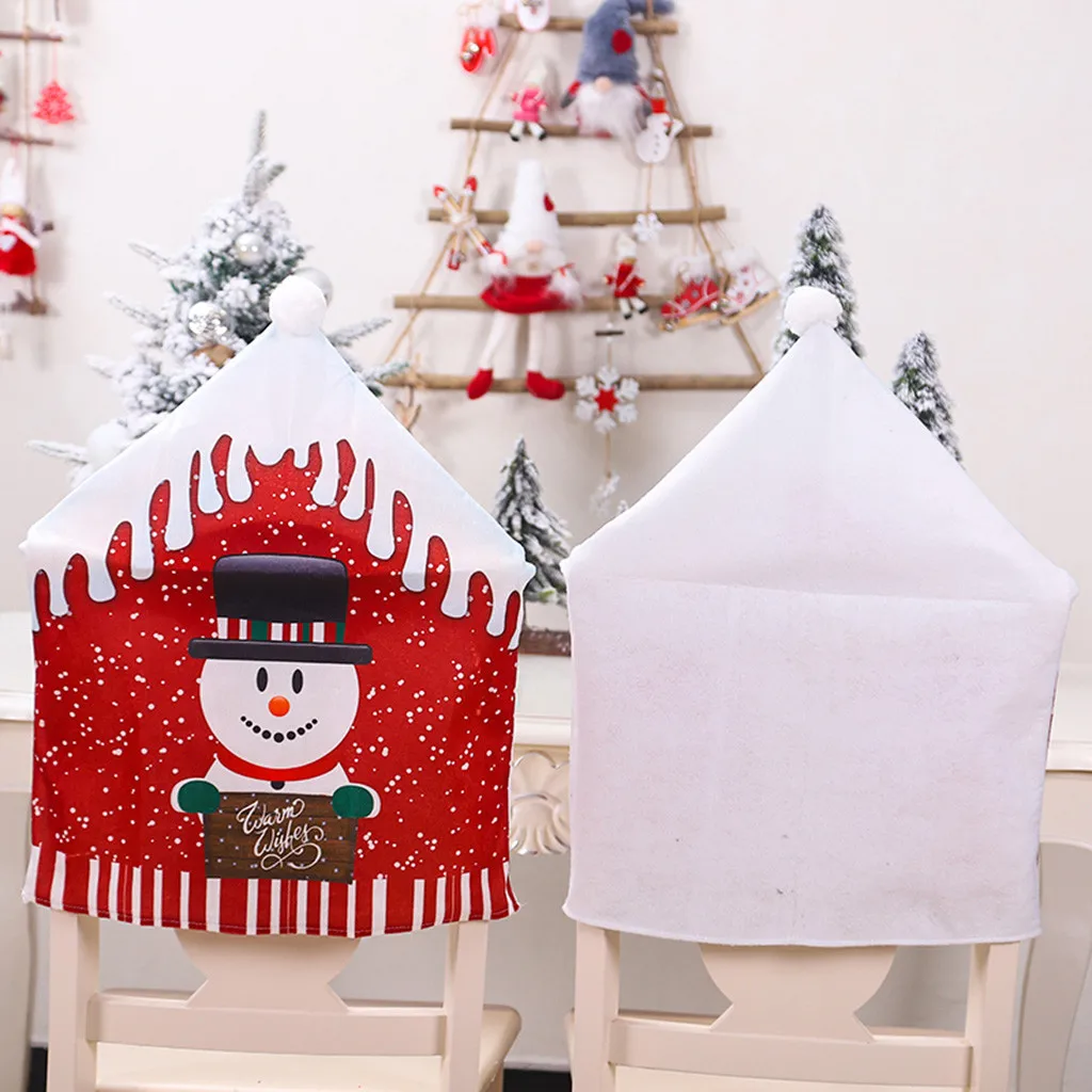 Рождественские декоративные чехлы для стульев столовый набор Санта-Клаус украшения для домашнего праздника праздничные подарки Санты Клаус мягкие рождественские украшения