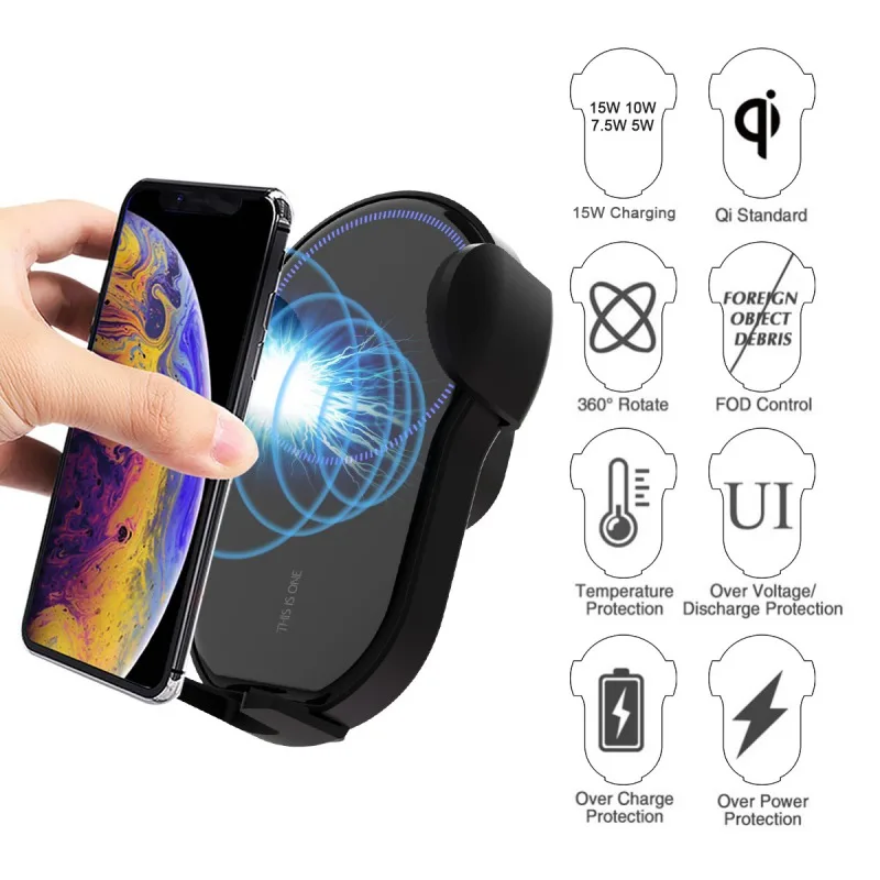 

Wireless Car Charger 15W Qi Fast Charge Wireless Charging Car Mount Automatic Clamping Air Vent Phone Holder For Qi Phones