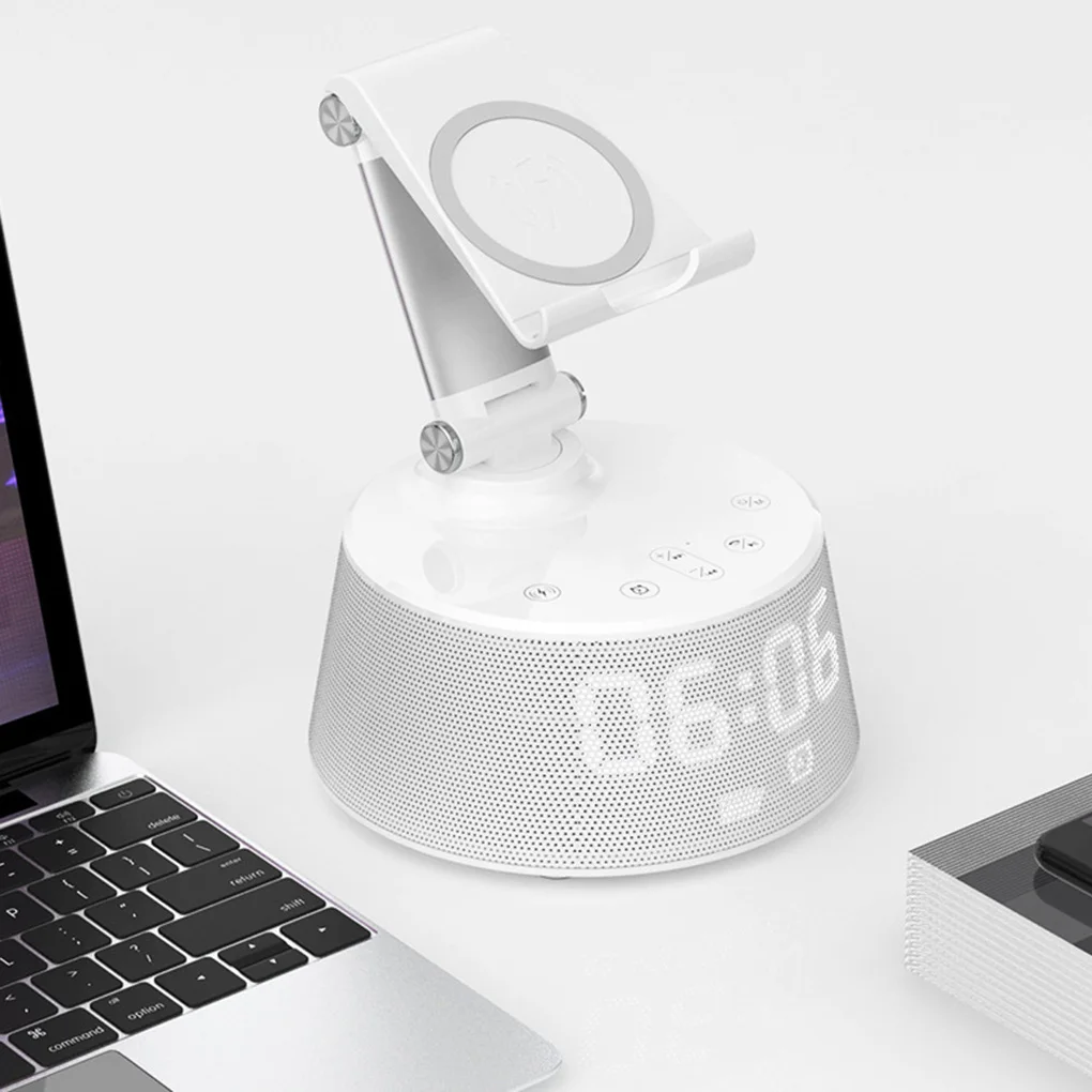 4-в-1 Bluetooth Динамик 4400 мА/ч, многофункциональные часы-будильник Беспроводной громкий Динамик смартфон Зарядное устройство
