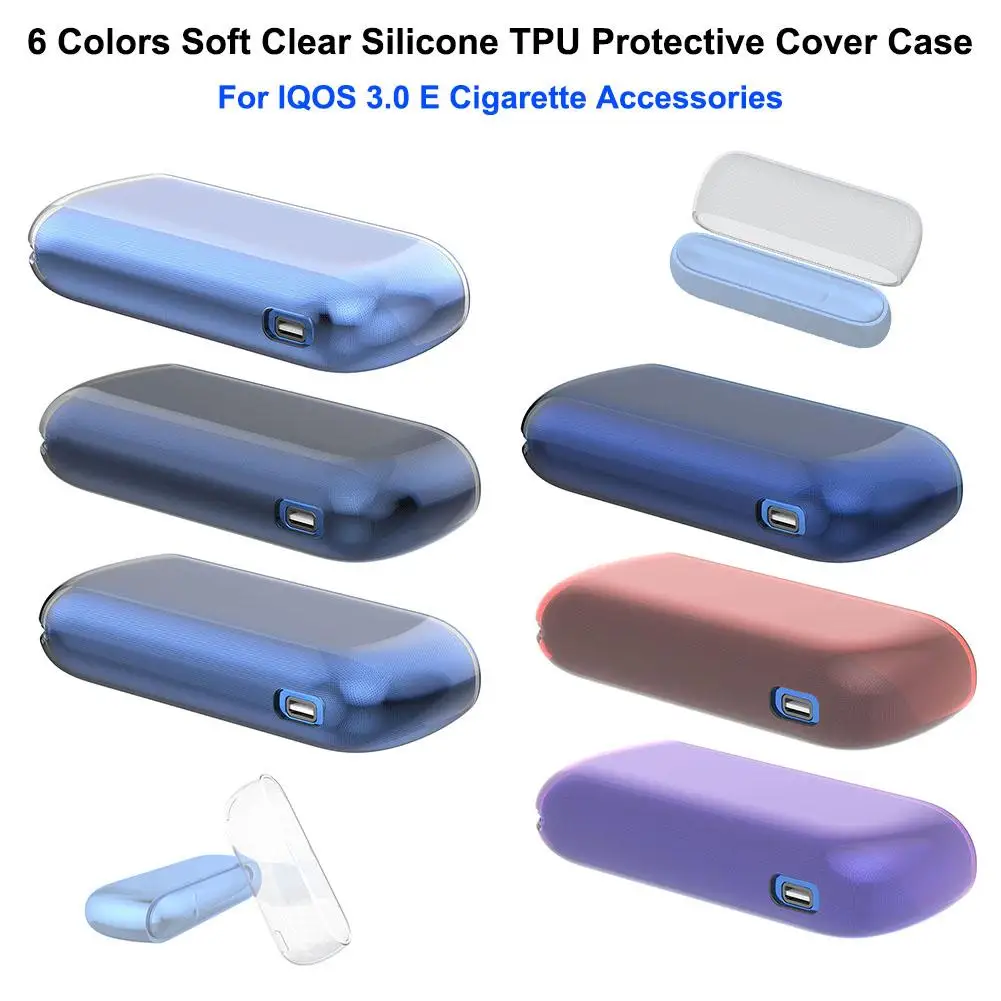 

6 Colors Soft Clear Silicone TPU Protective Cover Case For IQOS 3.0 E Cigarette Accessories Carrying Protective Transparent Case
