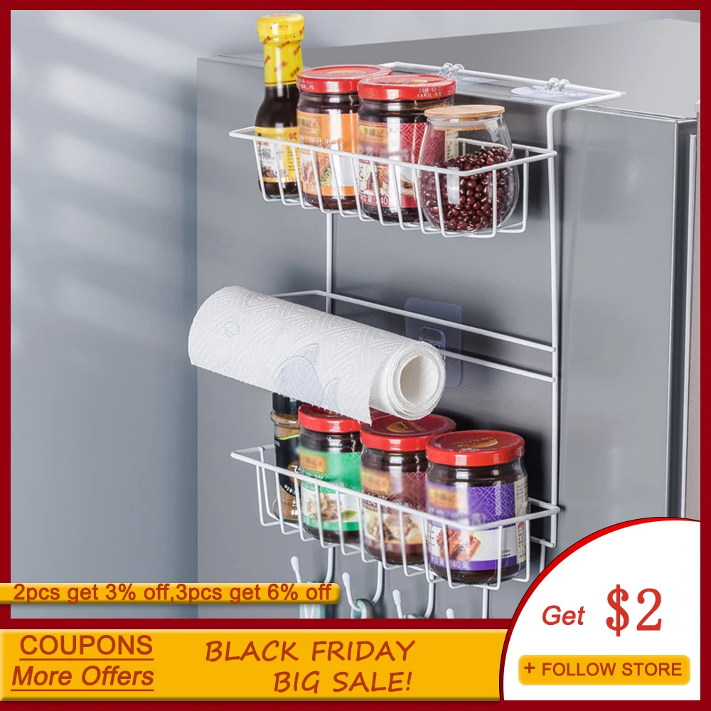 

Creative Refrigerator Side Rack Kitchen Shelf Storage Racks Wall Hanging Multi-Function Spice Storage Holders Household Goods