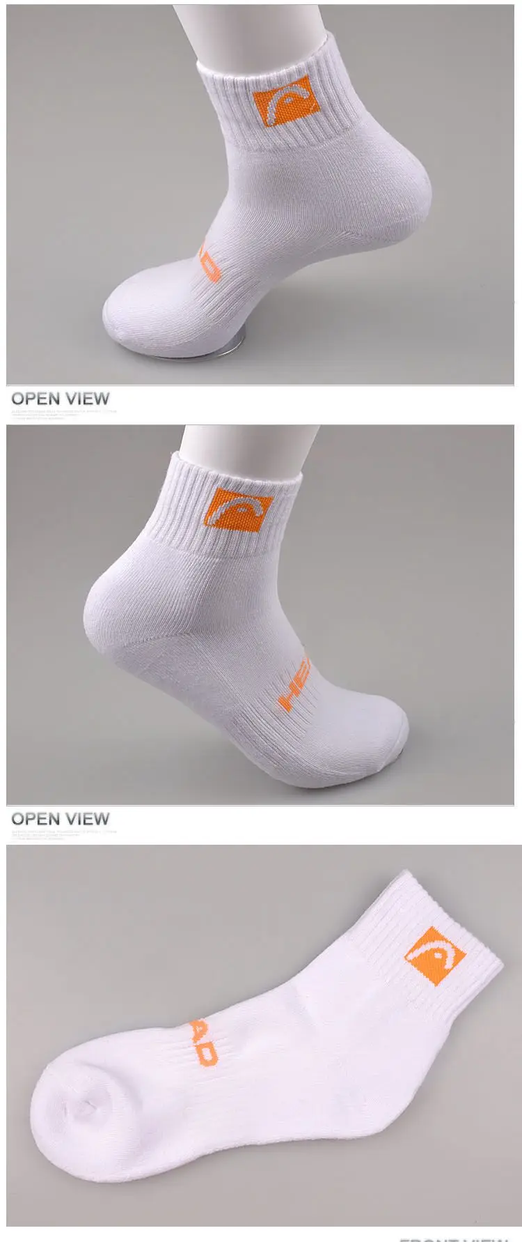 Description Picture 2 of itemHEAD Sport Socks  Raquete De Tennis Gym Stockings Athletic Socks Pure Cotton Absorbs Sweat Prevents Odor Outdoor Mount Sports