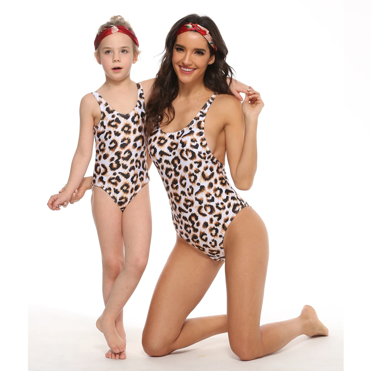 

Leopard Swimsuit Mother Daughter Swimwear Mommy and Me Bikini Family Matching Clothes Look Mom and Baby Women Girls Bath Suits