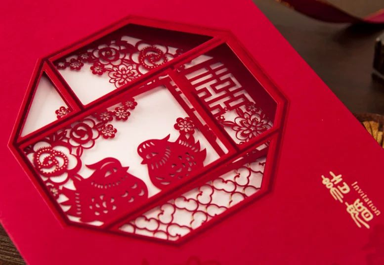 30 шт. Традиционный китайский стиль любовь птица красный цвет сливы невесты и жениха свадебные приглашения двойное счастливое письмо фестиваль карты
