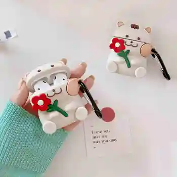

fundas For AirPods 2 Case AirPods cute flower bear cartoon silicone Earphone case For Air pods Cover headphone box