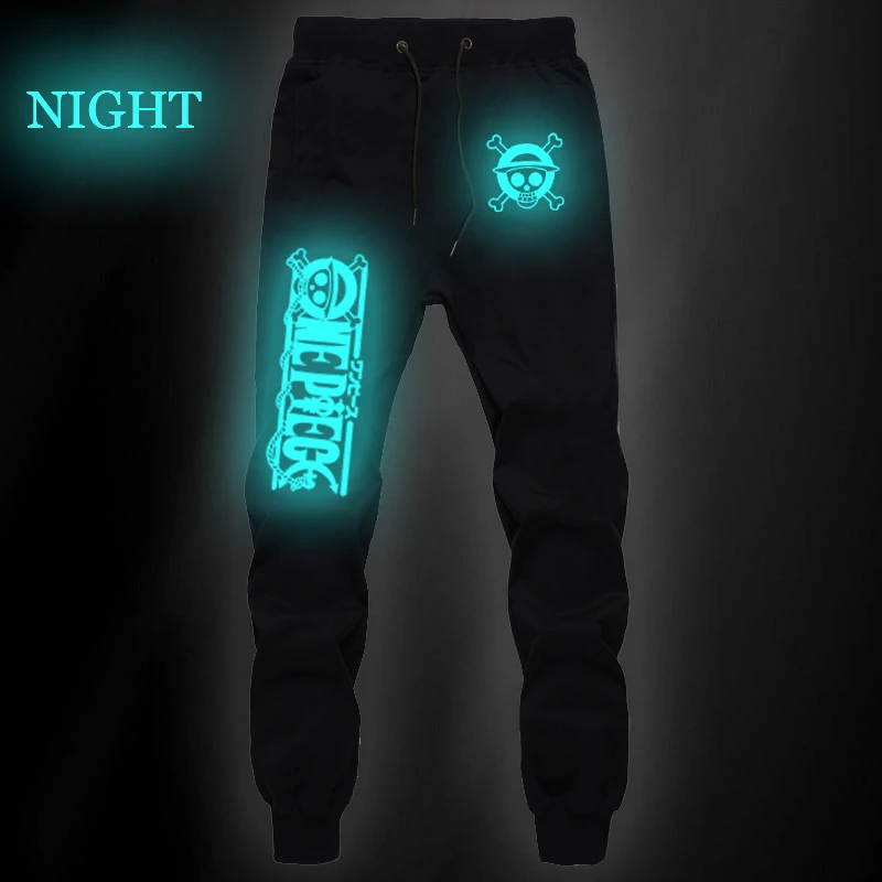 Men Women ONE PIECE Luminous Pants Jogger Fitness Long Trousers Luffy Casual Sweat Breathable& Pockets - Цвет: 4