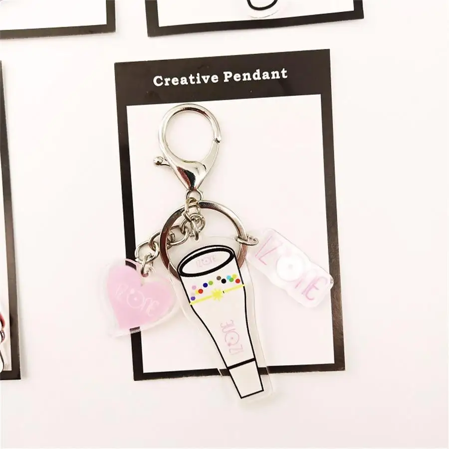 IZONE NCT X ONE Lightstick форма модный Шарм Красный бархат акриловый брелок IZONE iKON кольцо для ключей держатель для ключей - Цвет: IZONE