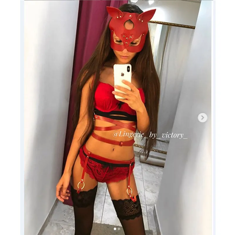 Женская сексуальная половина для глаз и лица кошачья кожаная маска косплей SM взрослая игровая маска