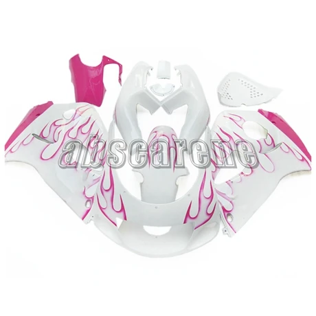 Полный комплект обтекателей для Suzuki GSXR600 GSXR750 1996 1997 1998 1999 96 97 98 ABS пластик мотоциклетные капот белый с розовым пламенем