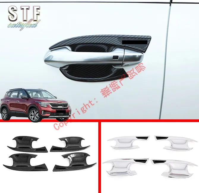 

ABS Door Bowl Trim For KIA Seltos 2019 2020 Car Accessories Stickers W4
