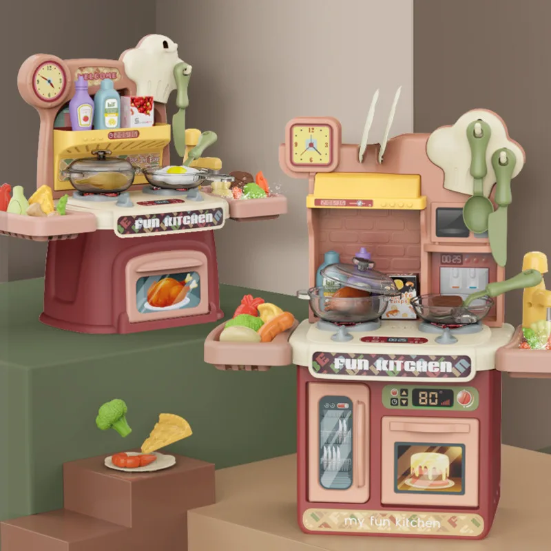 

Children's Family Kitchen Toys Set Boys And Girls Cooking Simulation Play House Toys Kitchenware With Children's Songs Can Water