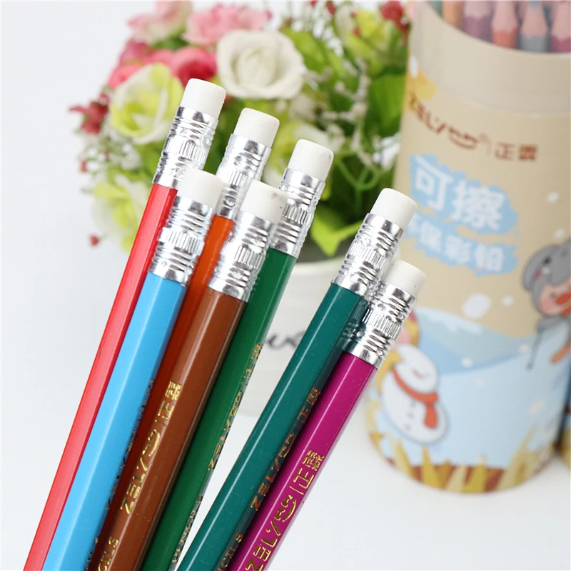 Crayon de couleur,Crayon de couleur effaçable pour dessin d