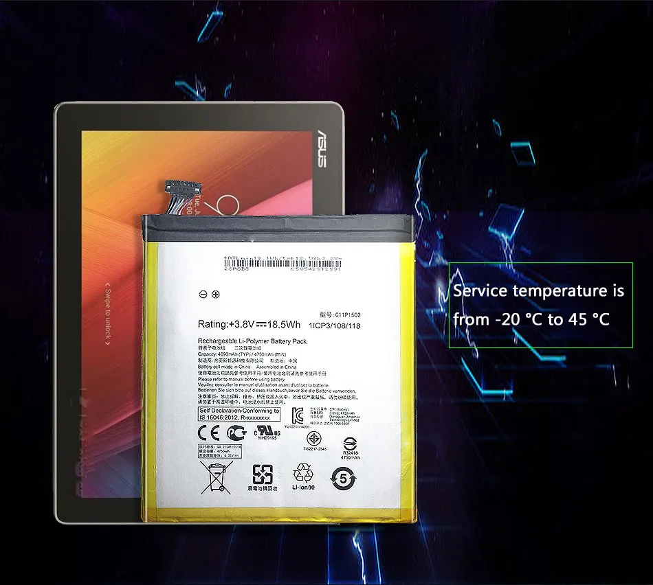 Мобильный телефон Батарея для ASUS ZenPad 10 Z300C Z300CL Z300CG Замена Батарея 4890 мА/ч, C11P1502