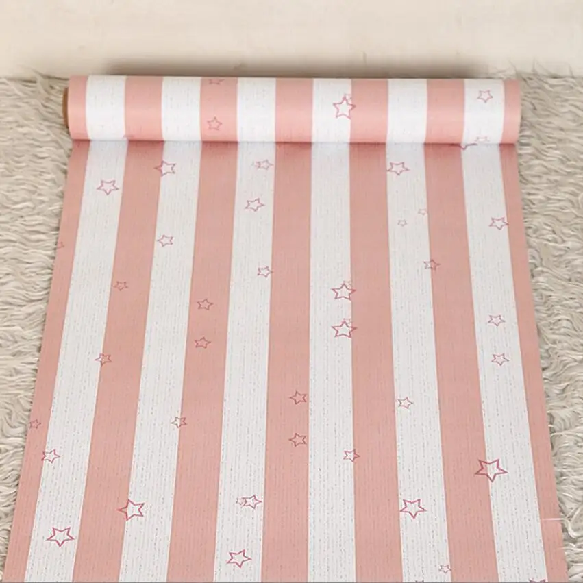 

Lovely Stars Striped Wallpaper for Kids Room Cute Cartoon Animal Baby Girls Boy Bedroom Decor Wallpapers Roll Mural Tapeta EZ210