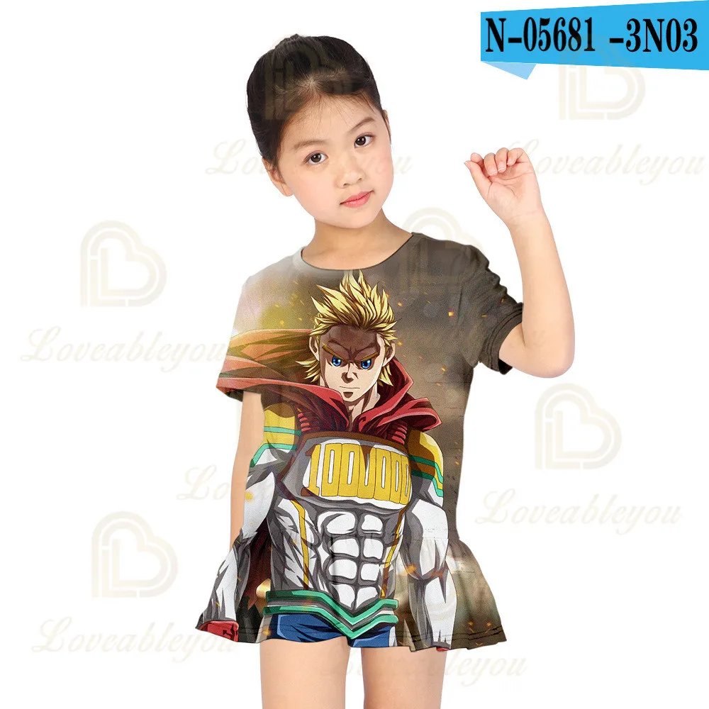 

New Hot Fashion My Hero Academia Cute Dress Short Sleeve Cartoon Hero Print Mini Princess Dress