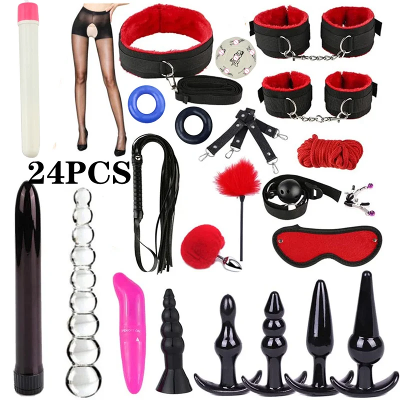 

Handcuffs Nipple Clamps BDSM Bondage Erotic Adult Sex Toys For Woman Couples Kits Whip Sex Anal Plug Vibrator Fetish Restraints