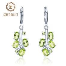 GEM'S BALLET 4.29Ct натуральный перидот драгоценный камень серьги 925 пробы серебро Пальма Висячие серьги для женщин хорошее ювелирное изделие