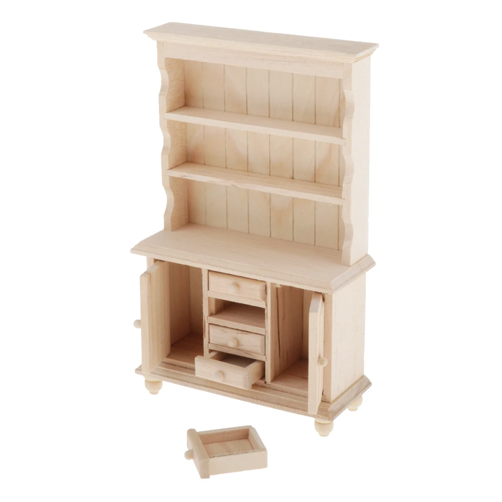 Wooden Book Shelf Storage Organizer Cupboard For 1/12 Dollhouse Furniture
