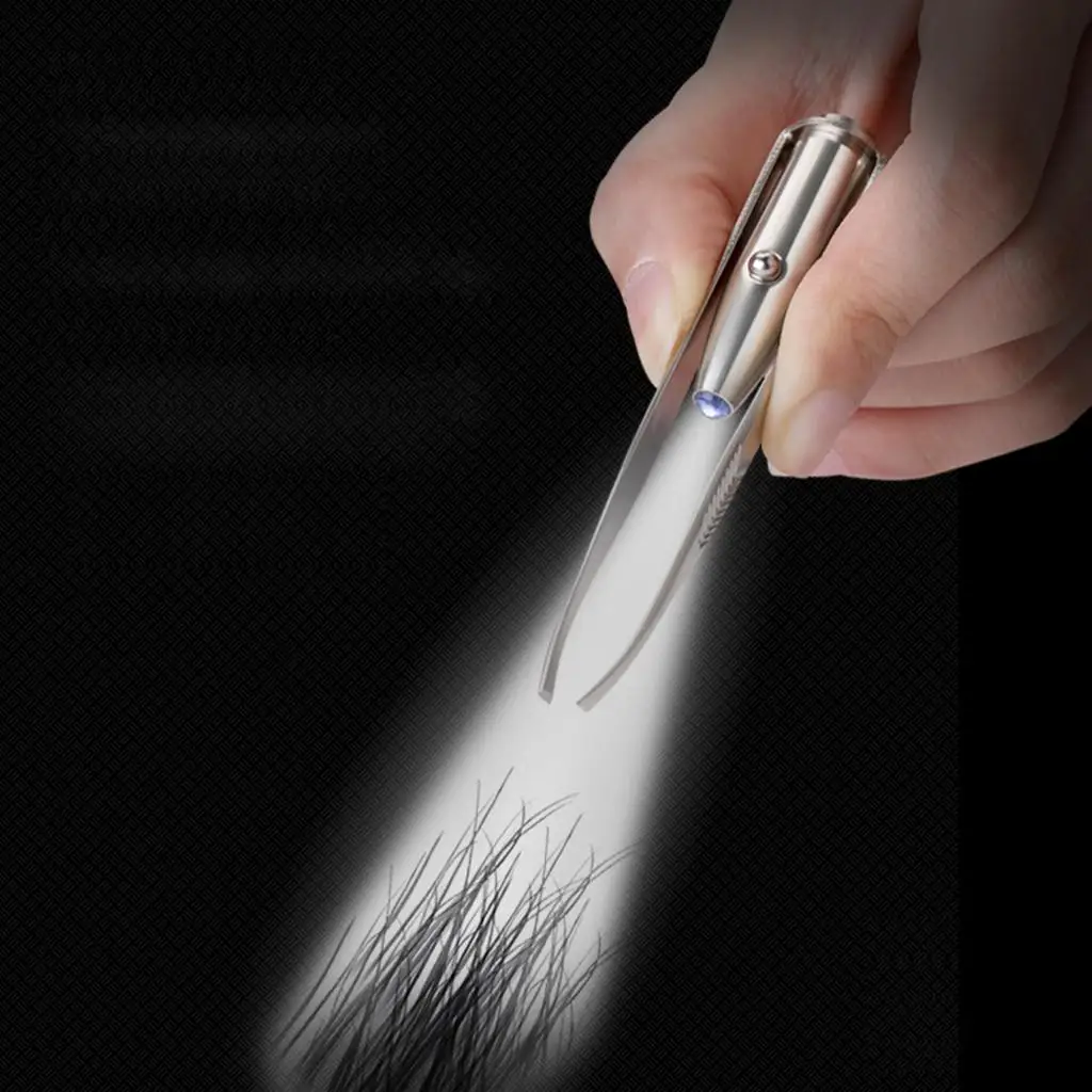 LED Tweezer Eyelash Eyebrow Eyes Hair Remover Tools Stainless Steel Eyebrow Tweezers Beauty