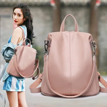 

Women's Bag 2020 New Casual Simple Solid Color Backpack Large Capacity One-Shoulder Anti-Theft Travel Backpack Student Bag