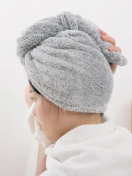 

Bamboo Fiber Absorbent Towel Dry Hair Cap Female Hair Wicking Quick-drying Towel Turban Shower Cap Type Hat Hooded Towel Round