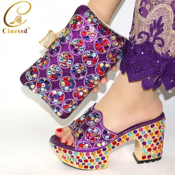 

New Italian In Women High Quality African Wedding Shoes Italian Shoes with Matching Bags Shoe and Matching Bag for Nigeria Party