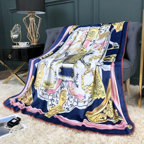 Дворец Классический роскошный одеяло мягкий флис бархат диван броски цифровой печати фланель украшение дома 3 размера - Цвет: LD1
