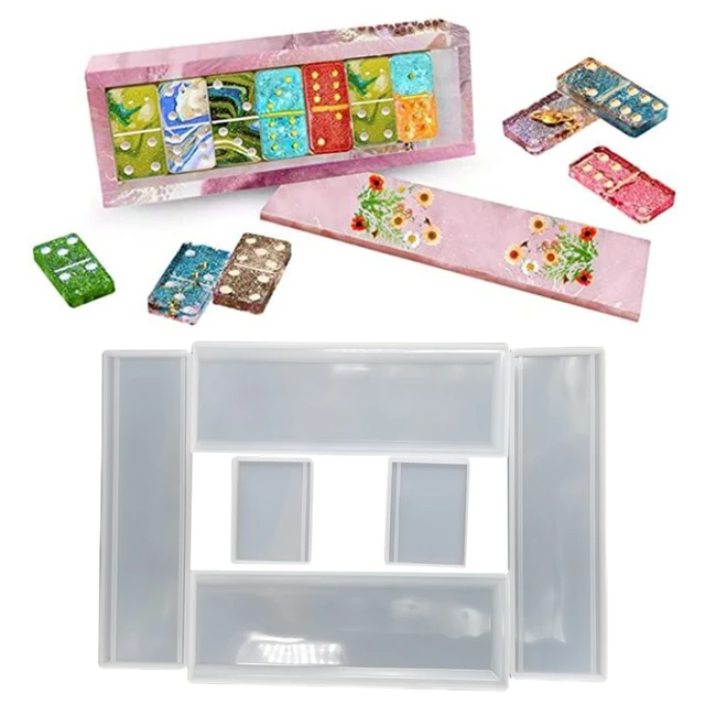 Dominoes Epoxy Resin Mold Dominoes Storage Box Silicone Mold DIY Crafts  Jewelry Storage Case Holder Casting