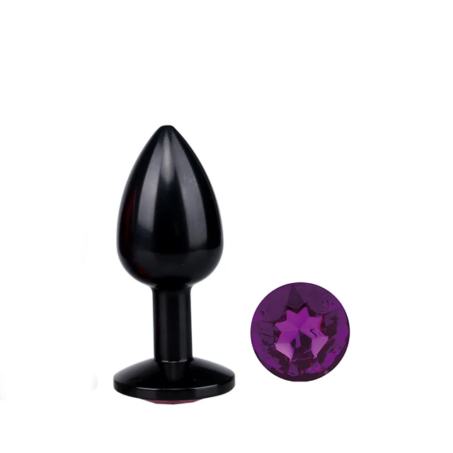 Plug anal en métal noir diamant violet