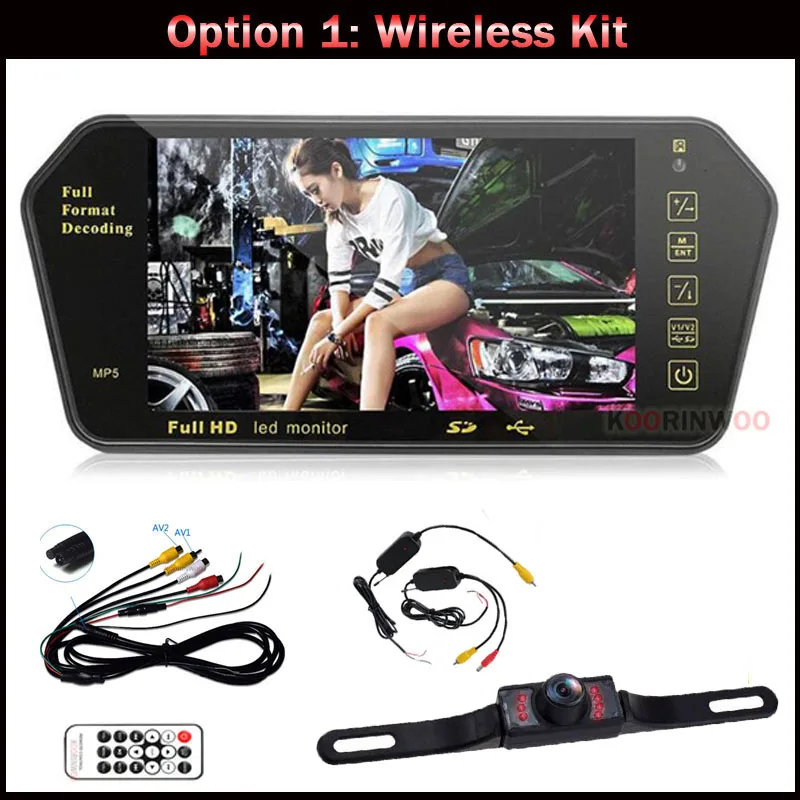 Koorinwoo для sony AHD Лицензия 7 дюймов bluetooth TFT lcd цветной зеркальный монитор Viedo MP5 плеер Пульт дистанционного управления Автомобильная камера заднего вида - Цвет: Wireless Kit