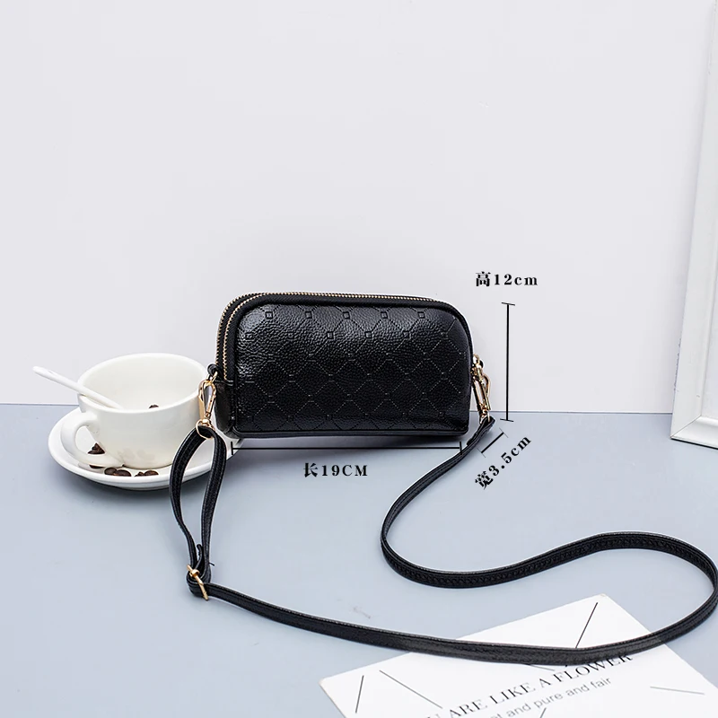 New Ladies Long Clutch Bag, Simple Double Zipper Women's Wallet, Messenger Bag, Mobile Phone Bag, Female Handbag