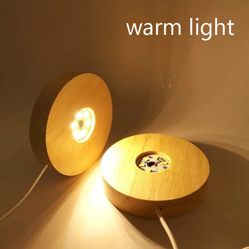 나무 LED 라이트 디스플레이 베이스, 크리스탈 유리 수지 아트 장식, 나무 야간 램프 베이스, LED 라이트 회전 디스플레이 스탠드 4