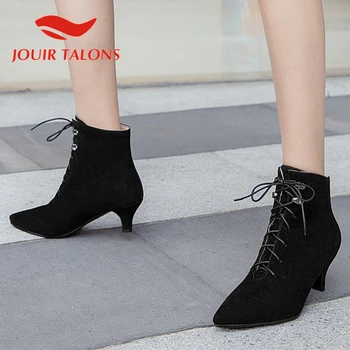 

JOUIR TALONS 2020 New Arrivals women shoes Elegant Cross-tied Pointed Toe Ankle Boots