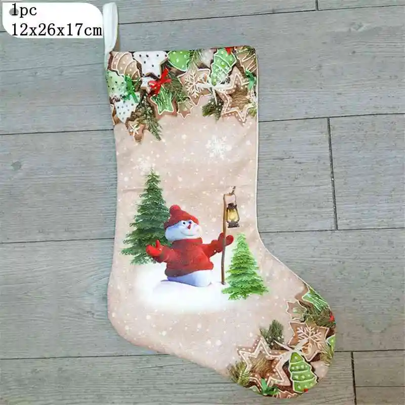 1/2 шт носки с принтом оленя и снежинки Подарочный пакет рождественские носки с подвеской украшения Рождественские украшения для дома Вечерние - Цвет: 5