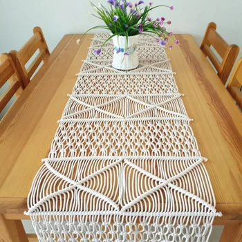 

Fashion-Bohemia Handmade Natural Macrame Table Runner Rustic Home Decor Kitchen Table Wedding Table Decor 35Cmx 220Cm