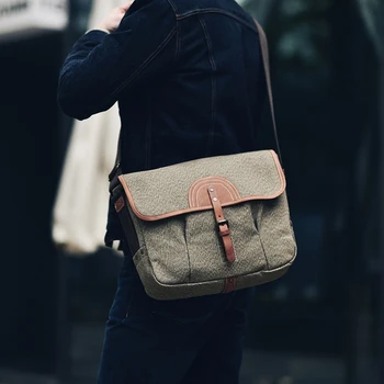 

Vintage Military Canvas Leather Crossbody Bag Mens Canvas Shoulder Bags Waterproof Travel Satchel Casual Messenger Bags