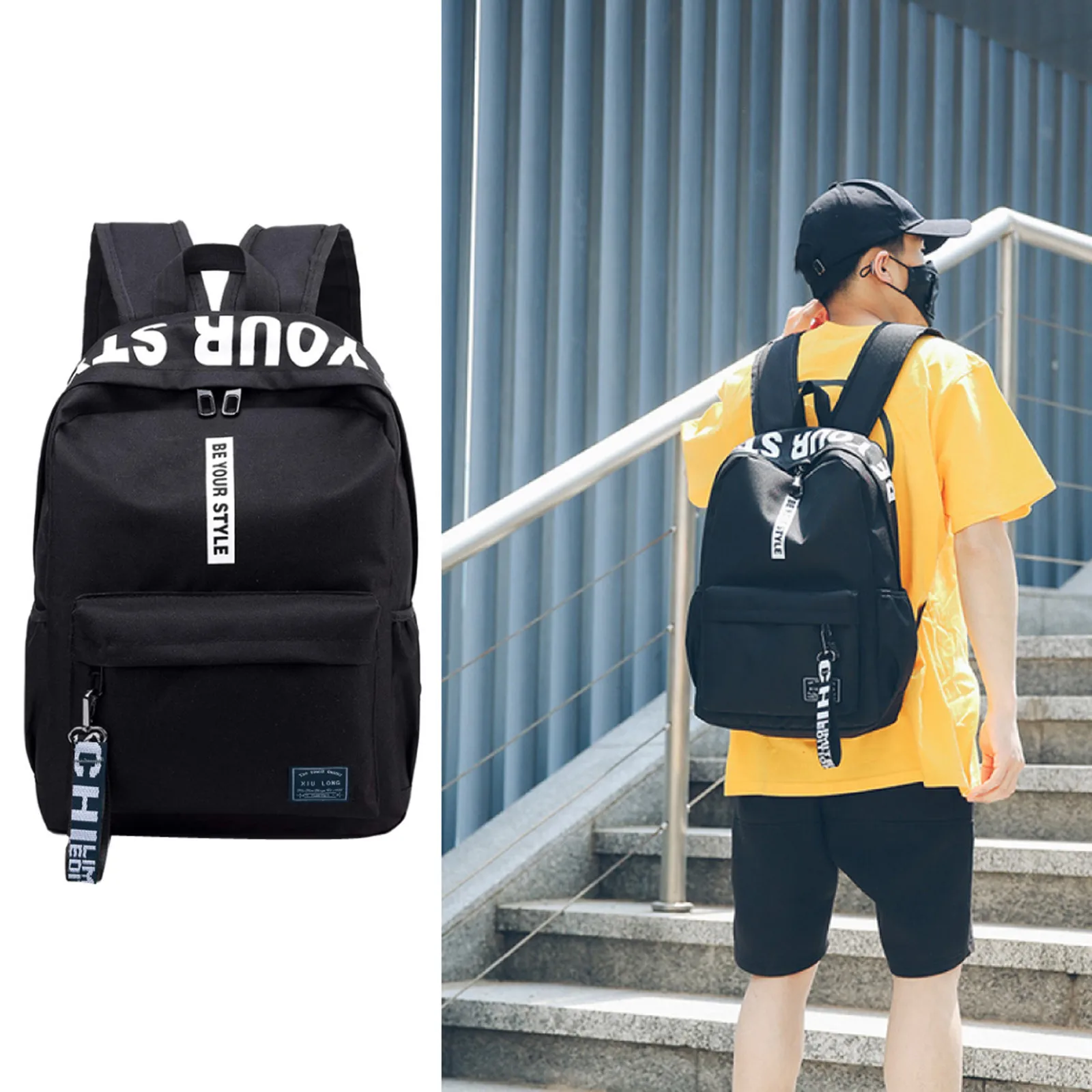 Unisex Large Capacity Letter Printing Waterproof Nylon Casual Backpack School Bag Fashion Backpack For Men 2021 Luxury Brand Hot