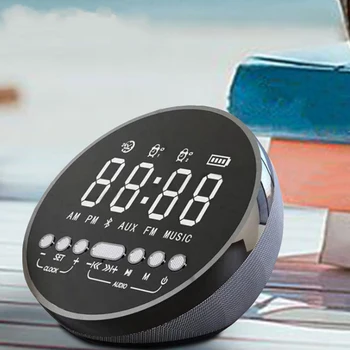 

Wireless Bluetooth Speaker Column Portable Music Sound Box Mini Led Time Snooze Alarm Clock for Pc Laptop