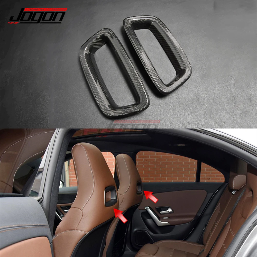 Rear Carbon Fiber Car Pillow Back Seat Headrest Hole Cover For Mercedes