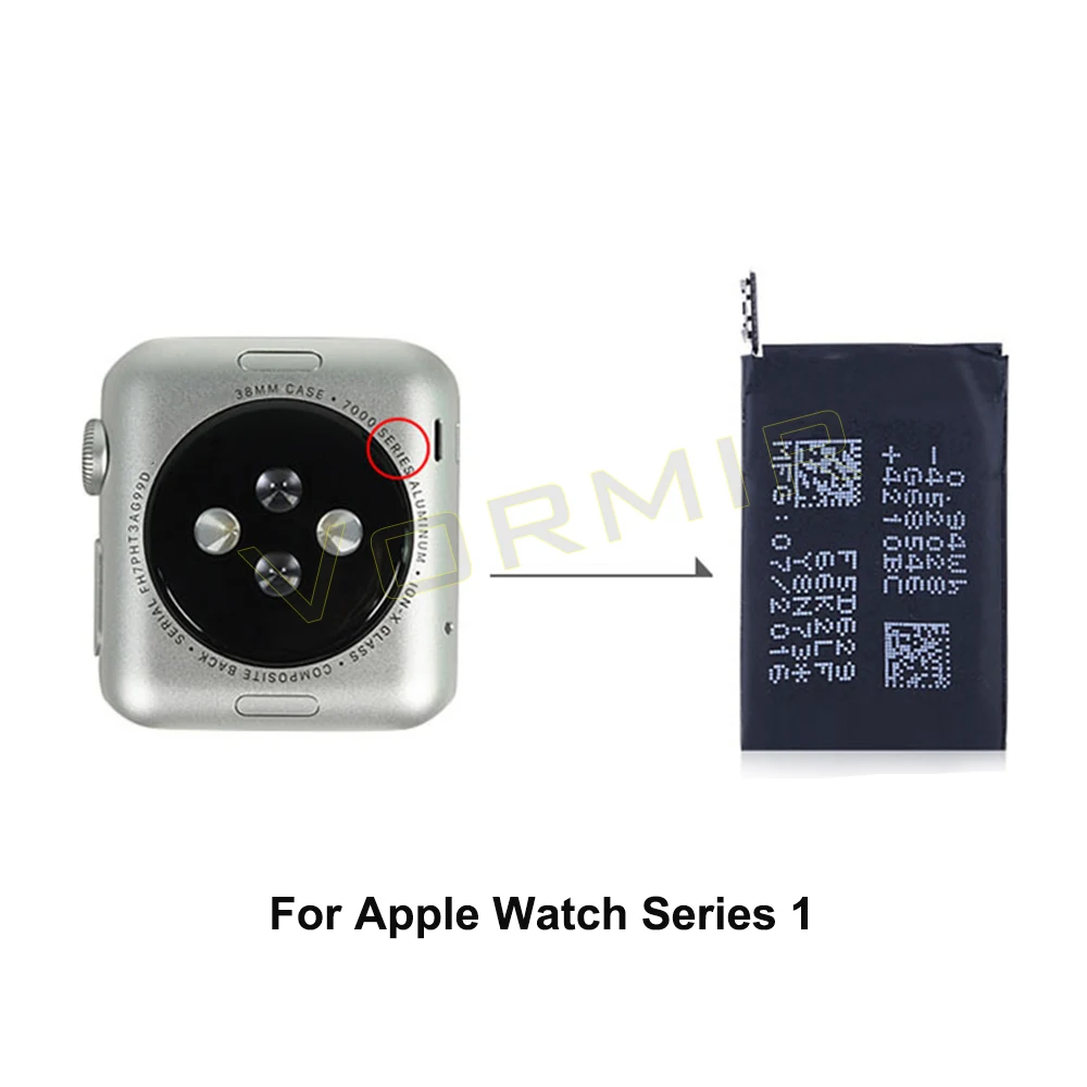 Vormir Top Quality Battery Replacement For Apple Watch Series 1 2 3 4 5 6 7 8 S3 GPS/LTE 38mm 42mm 40mm 45mm Batteries Repair