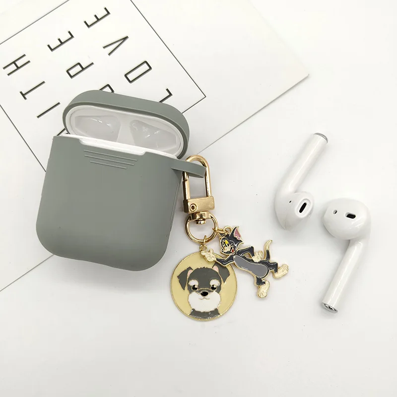 Милый мультфильм кролик собака кулон силиконовый чехол для Apple Airpods чехол Bluetooth наушники защита крышка брелок животное