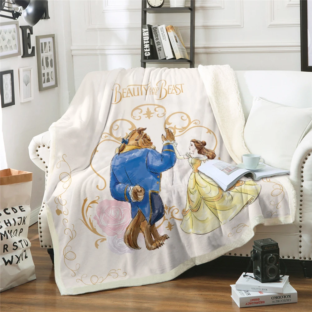 Disney Cartoon Blanket Beauty And The Beast Bedding Sherpa Fleece Throw Blankets Bed Sofa Cover Child Kids Adults Gift Bedspread Blankets AliExpress