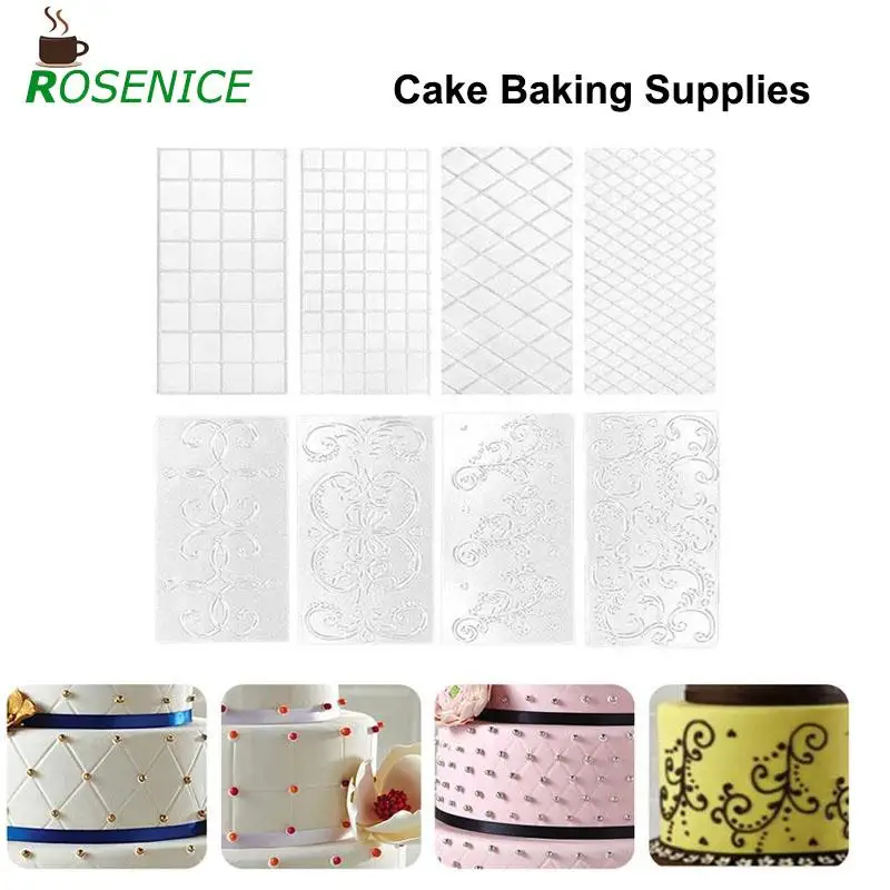 8 pcs Transparent Reusable Lightweight Cake Stencils Baking Supplies Cupcake