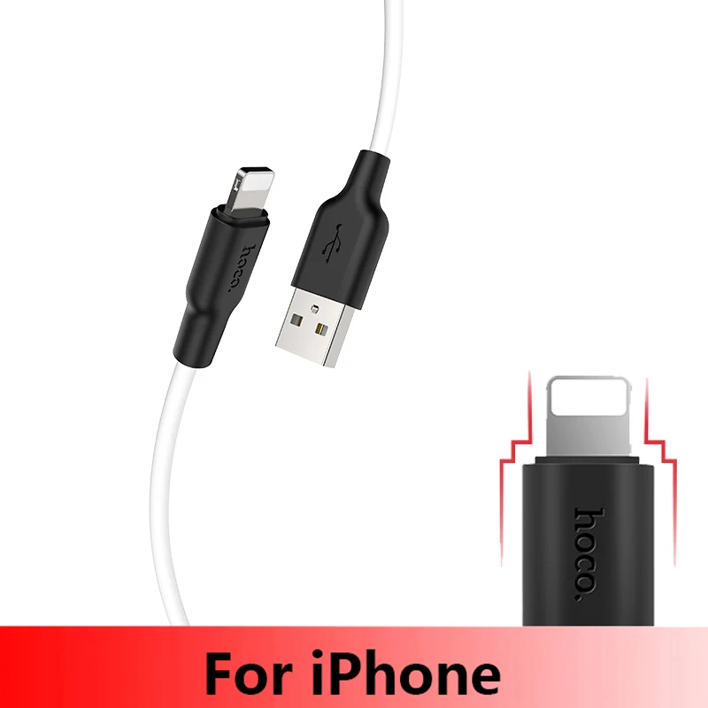 HOCO X21 Plus Мягкий силиконовый USB кабель для iPhone 11 pro max type-C кабель для samsung Xiaomi huawei Micro кабель 2 м 1 м 0,25 м - Цвет: usb cable for iphone