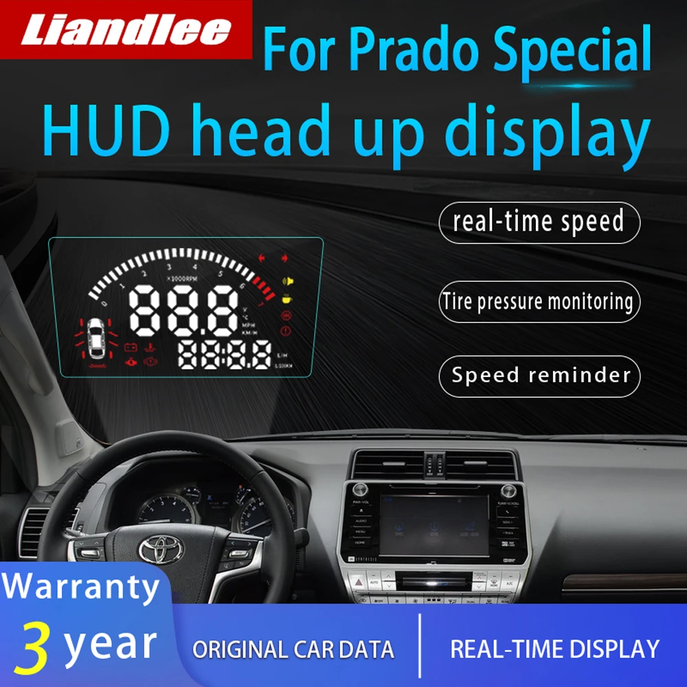 Liandlee Автомобильный дисплей HUD для Toyota Prado 2009~ безопасный экран для вождения OBD II проекционный Спидометр лобовое стекло